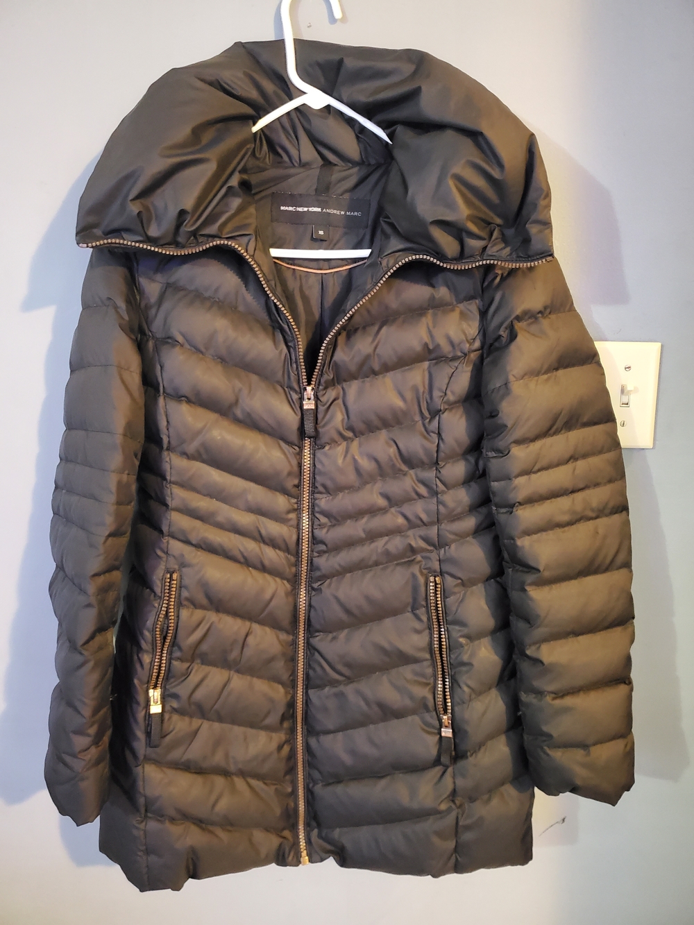 Marc New York Hooded Black Quilted Puffer Coat